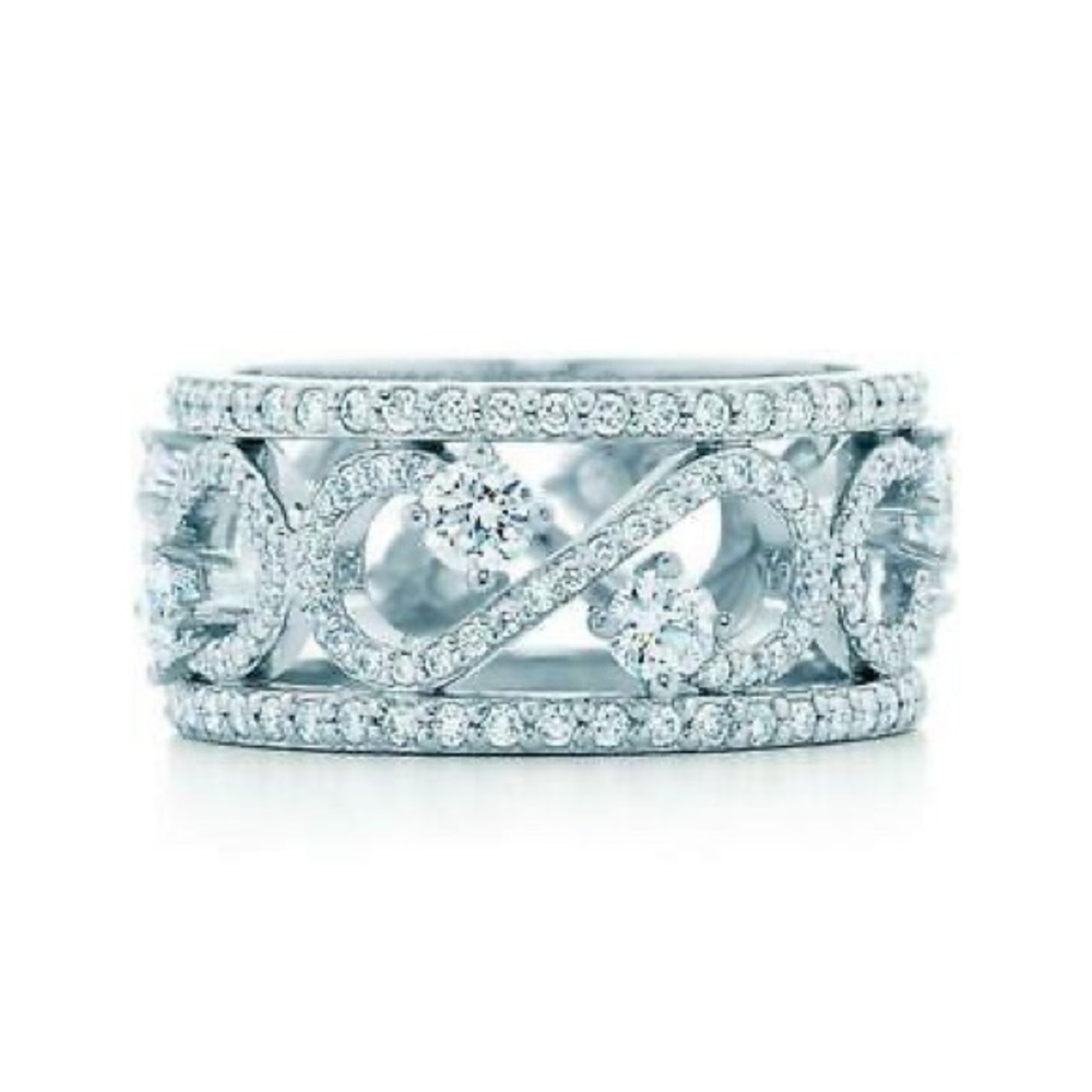 Tiffany & Co enchant scroll diamond platinum band ring - Picture 3 of 7